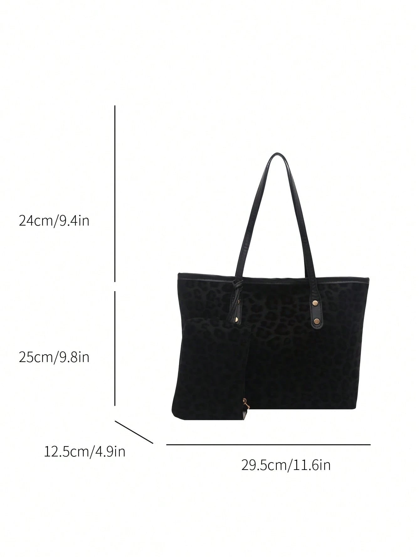 2pcs Large Capacity Leopard Print Faux Leather Tote Bag, With Dual Handles, Ideal For Commuting, Work Or School.,Business Professional Women
