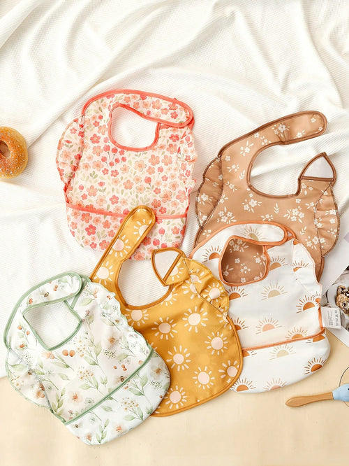 2pcs Mess Proof Baby Bib- Waterproof & Lightweight Baby-Led Weaning Apron| 100% Polyester, Easy Clean & Machine Washable (Leopard, Small 6-24 Months)