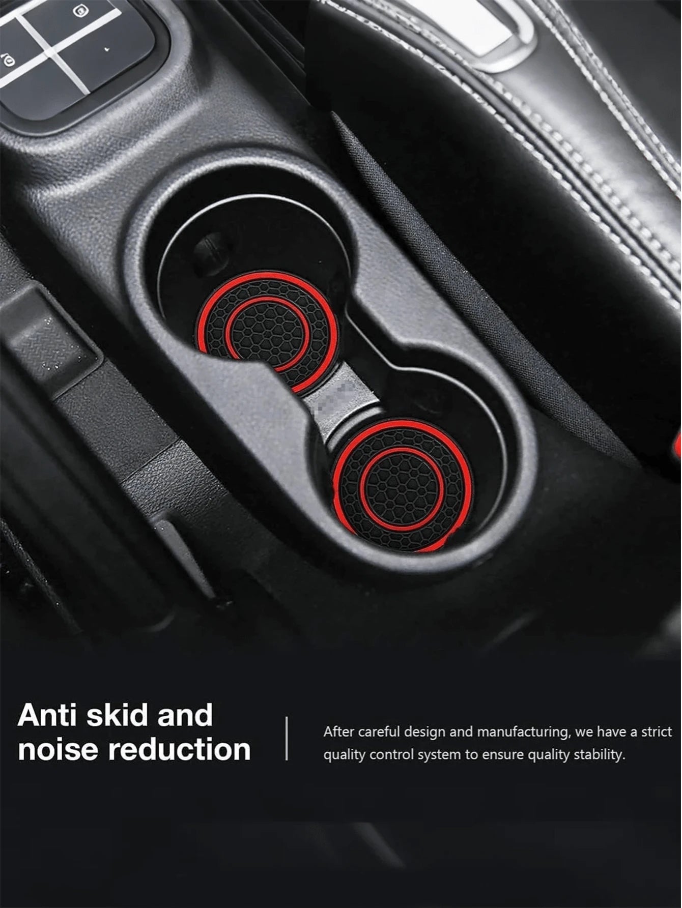 2pcs Multi-Color Rubber Cup Holders, Premium Rubber Car Cup Mats- Non-Slip, Dust-Proof, Easy To Clean- Fit Most Vehicles, Red & Black Design