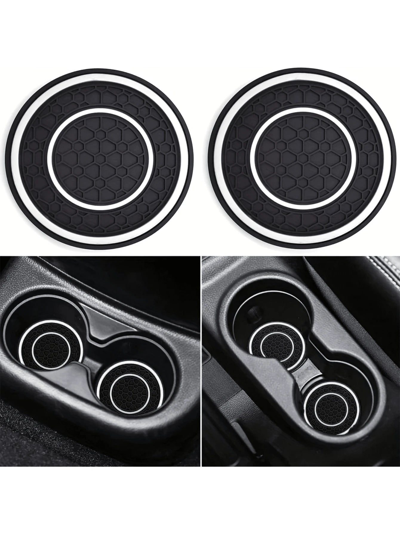 2pcs Multi-Color Rubber Cup Holders, Premium Rubber Car Cup Mats- Non-Slip, Dust-Proof, Easy To Clean- Fit Most Vehicles, Red & Black Design