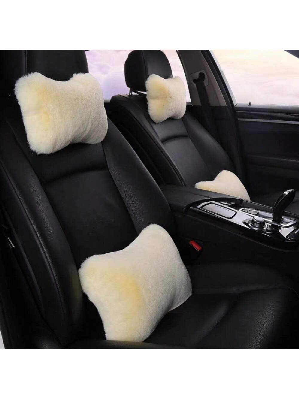 2pcs Plush Comfortable Car Neck Pillow Headrest, Car Pillow,Car Accessories