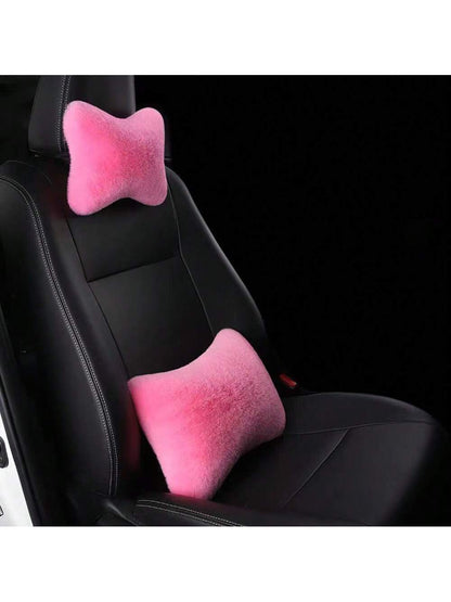 2pcs Plush Comfortable Car Neck Pillow Headrest, Car Pillow,Car Accessories