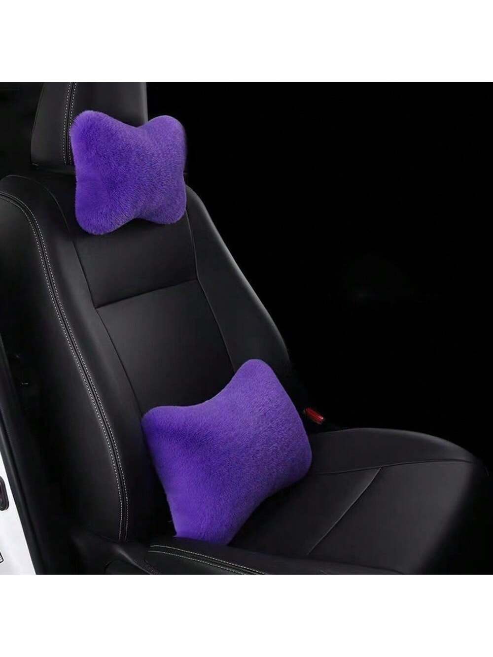 2pcs Plush Comfortable Car Neck Pillow Headrest, Car Pillow,Car Accessories