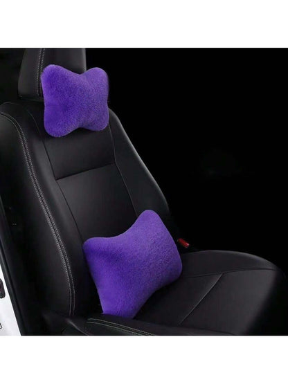 2pcs Plush Comfortable Car Neck Pillow Headrest, Car Pillow,Car Accessories