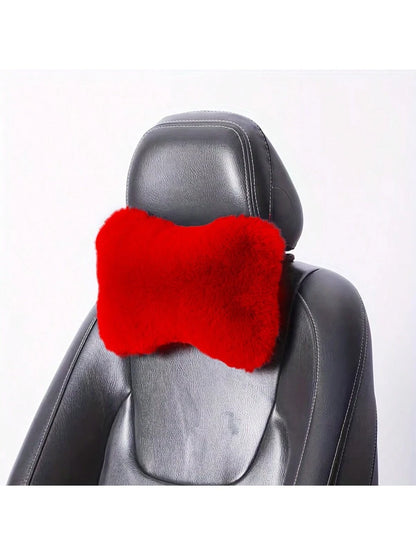 2pcs Plush Comfortable Car Neck Pillow Headrest, Car Pillow,Car Accessories
