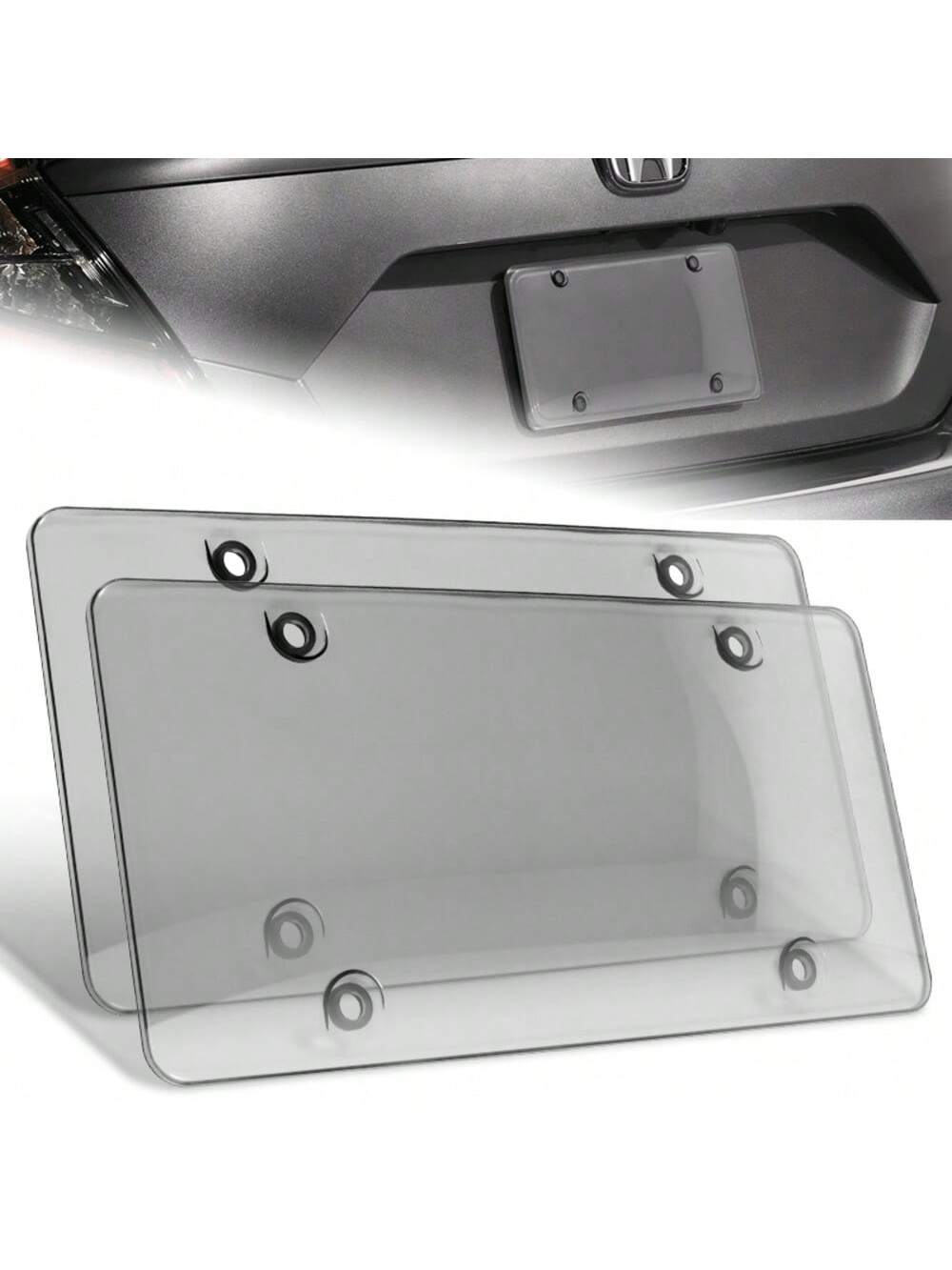 2PCS Protector License Plate Frame Shield Cover Protector Front And Rear