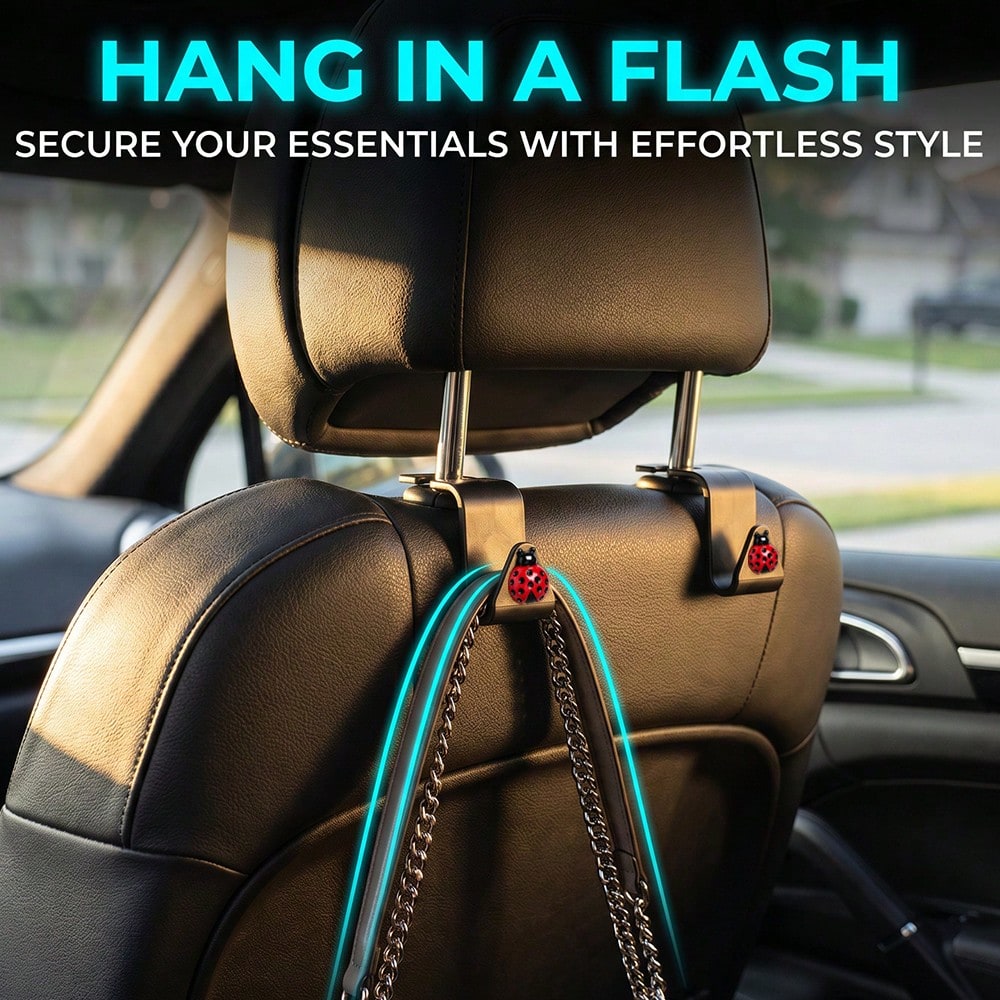 2pcs Resin Beetle Decorative Car Seat Hooks Hidden Backrest Hooks Multi-Functional Creative Small Hooks