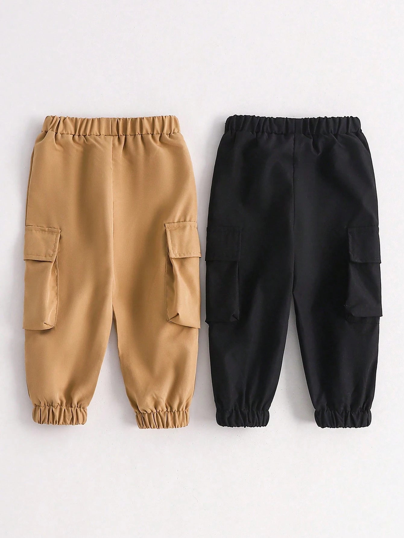 2pcs/Set Casual Solid Color Cargo Pants Baby Boy Comfortable Outfit