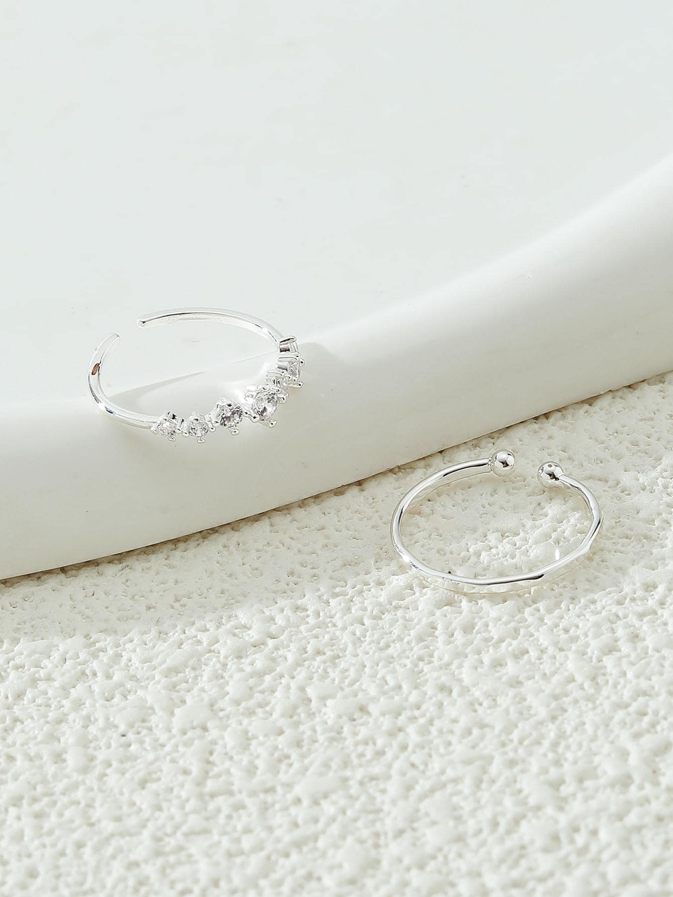 2pcs/Set Women's Copper Cubic Zirconia Toe Rings