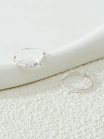 2pcs/Set Women's Copper Cubic Zirconia Toe Rings