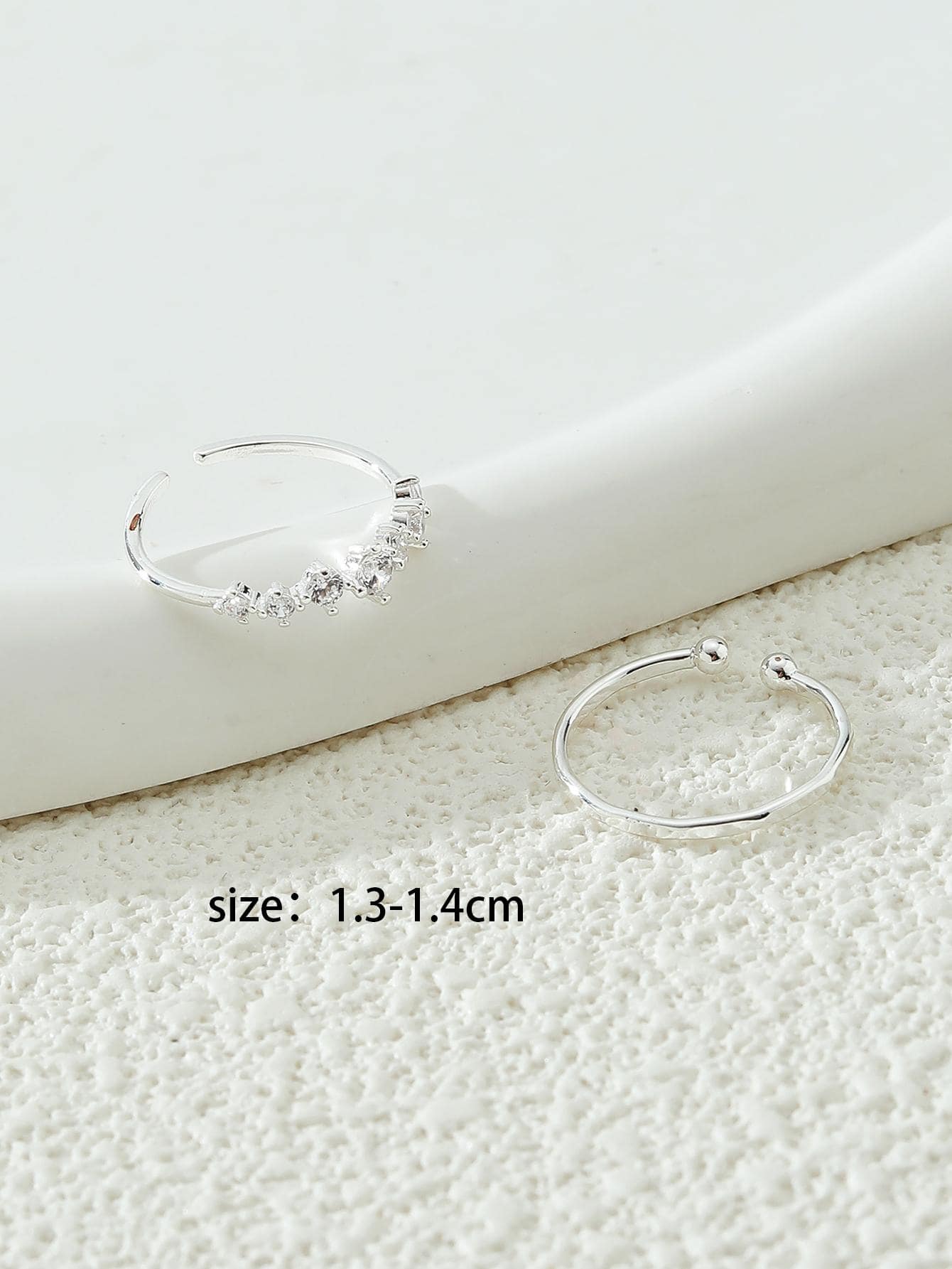 2pcs/Set Women's Copper Cubic Zirconia Toe Rings