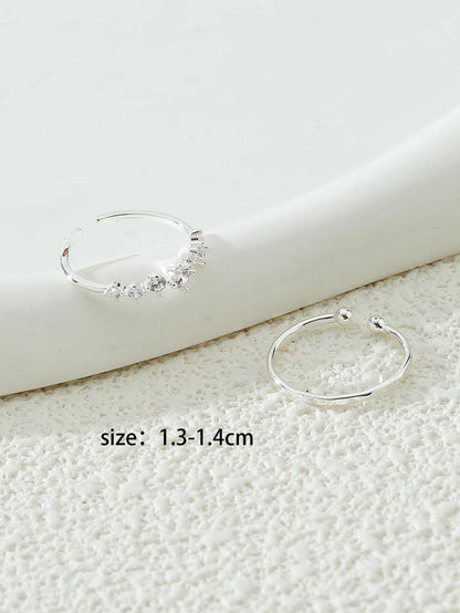 2pcs/Set Women's Copper Cubic Zirconia Toe Rings