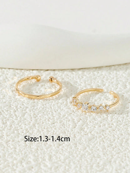 2pcs/Set Women's Copper Cubic Zirconia Toe Rings