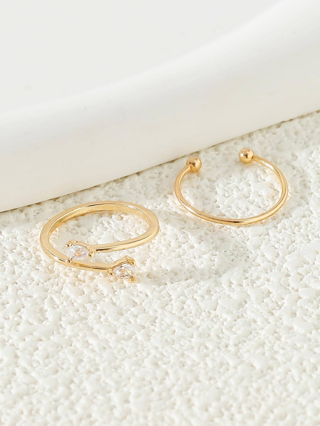 2pcs/Set Women's Copper Cubic Zirconia Toe Rings