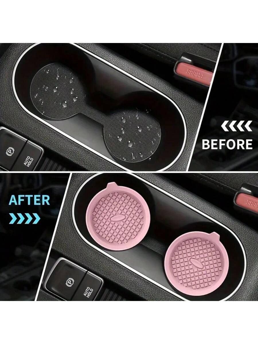 2pcs Silicone Car Cup Holder Mats With Anti-Slip Pad- Car Accessories- Durable Interior Accessories- Car Decor