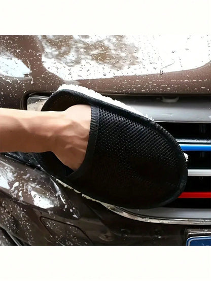 2pcs Soft Car Cleaning Gloves- Portable Durable Microfiber Detail Brush, Suitable For Interior And Exterior Car Washing, Multi-Functional Dusting And Cleaning Tool