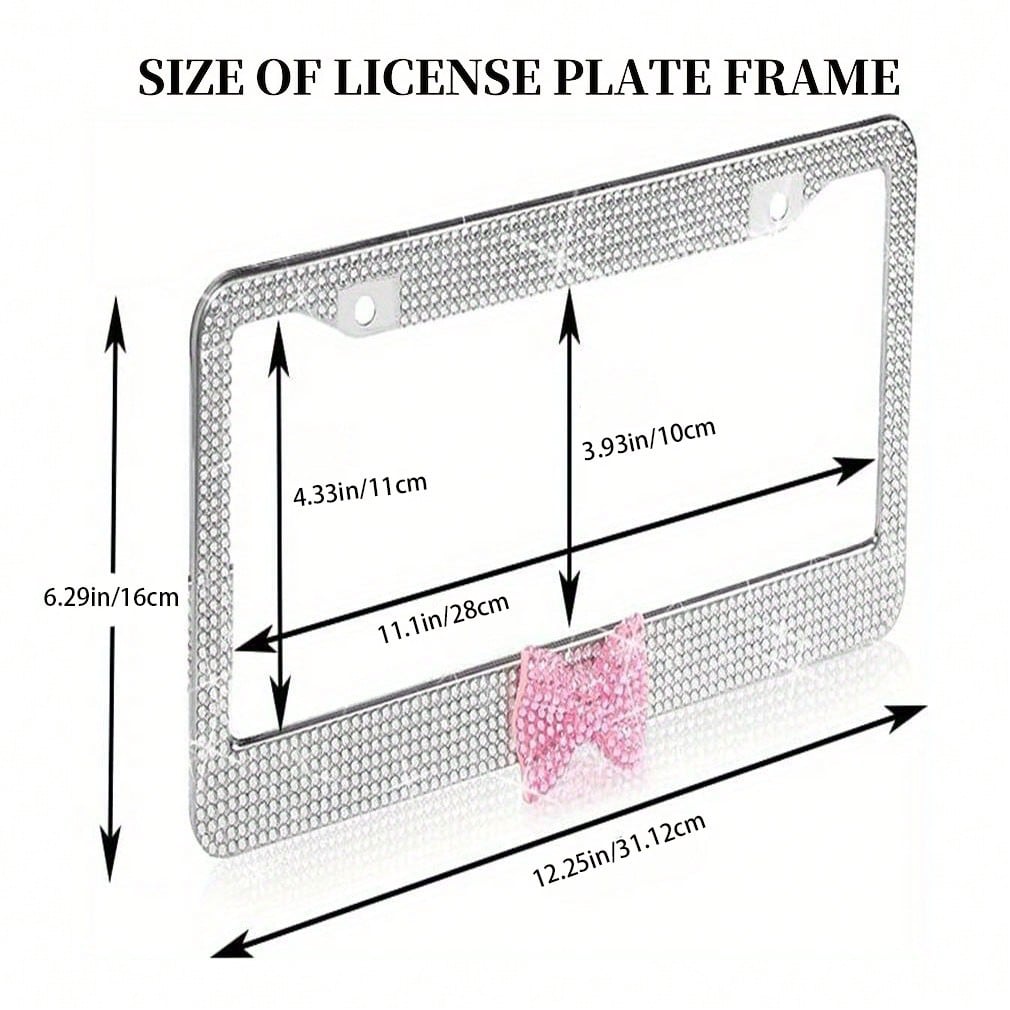 2PCS Stainless Steel License Plate Frames, Pre-Drilled US Standard Size, Scratch-Resistant & Weatherproof (White/Pink/Black), Custom Car Decor Accessories, Stylish Plate Protector, Practical Gift For