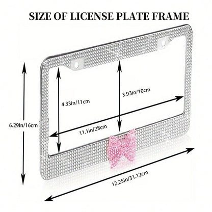 2PCS Stainless Steel License Plate Frames, Pre-Drilled US Standard Size, Scratch-Resistant & Weatherproof (White/Pink/Black), Custom Car Decor Accessories, Stylish Plate Protector, Practical Gift For