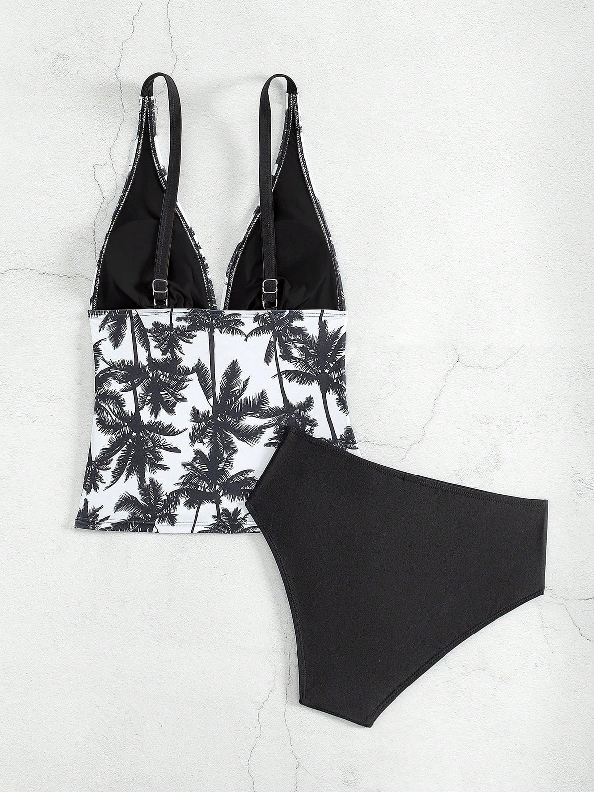 2pcs Summer Tankini Swimsuit Set, Featuring Abdominal Control, Adjustable Straps, Floral Print, Sexy Beach Vacation High Waisted Triangle Bottoms