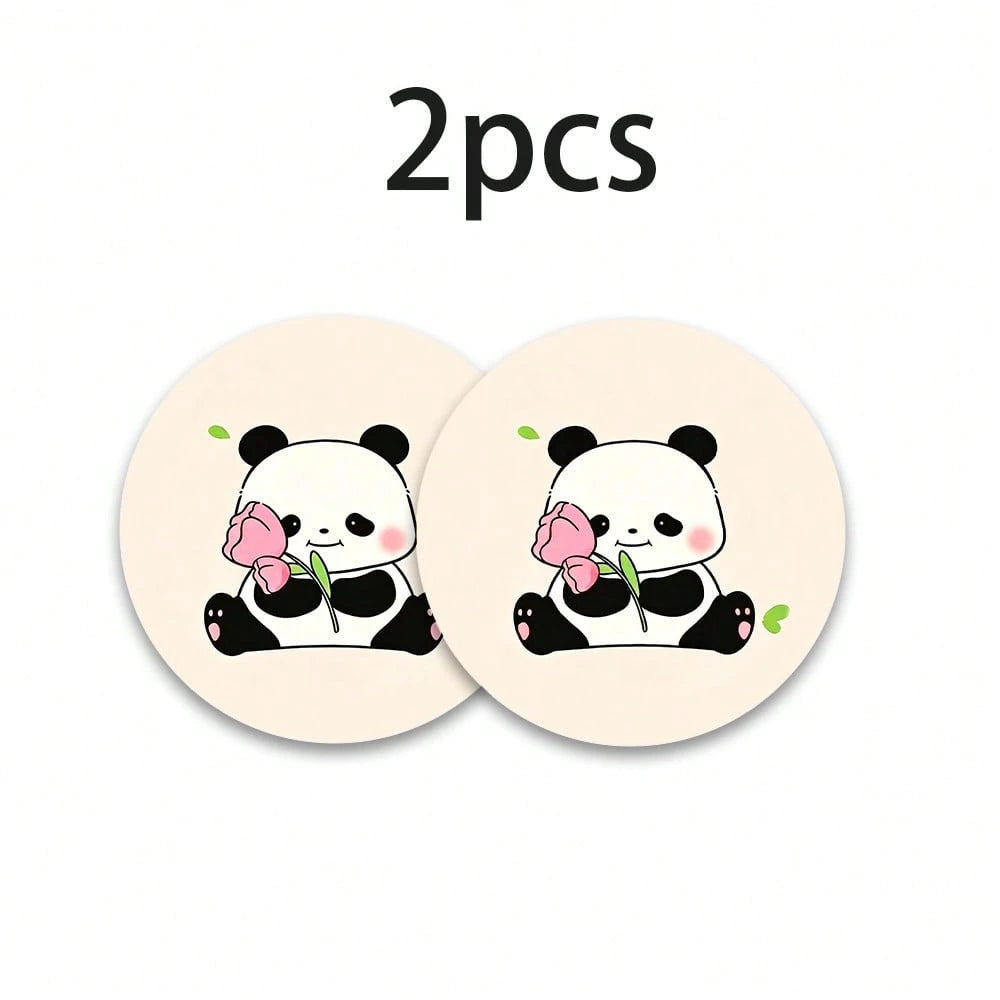 2pcs Tulip & Red Panda Print Non-Slip Car Cup Holder Coasters, Fashionable Home & Office Water Cup Coasters, Suitable As Small Gifts For Friends On Birthdays, Parties And Anniversaries