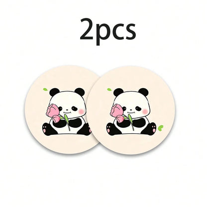 2pcs Tulip & Red Panda Print Non-Slip Car Cup Holder Coasters, Fashionable Home & Office Water Cup Coasters, Suitable As Small Gifts For Friends On Birthdays, Parties And Anniversaries