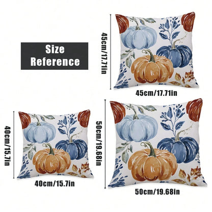 2pcs Watercolor Pumpkin Print Polyester Pillow Covers [No Pillow Insert], 17.7*17.7in(45*45cm)/19.69*19.69in(50*50cm)/15.75*15.75in(40*40cm), [Single-Sided Printing] Autumn Decorative Throw Pillow Cov