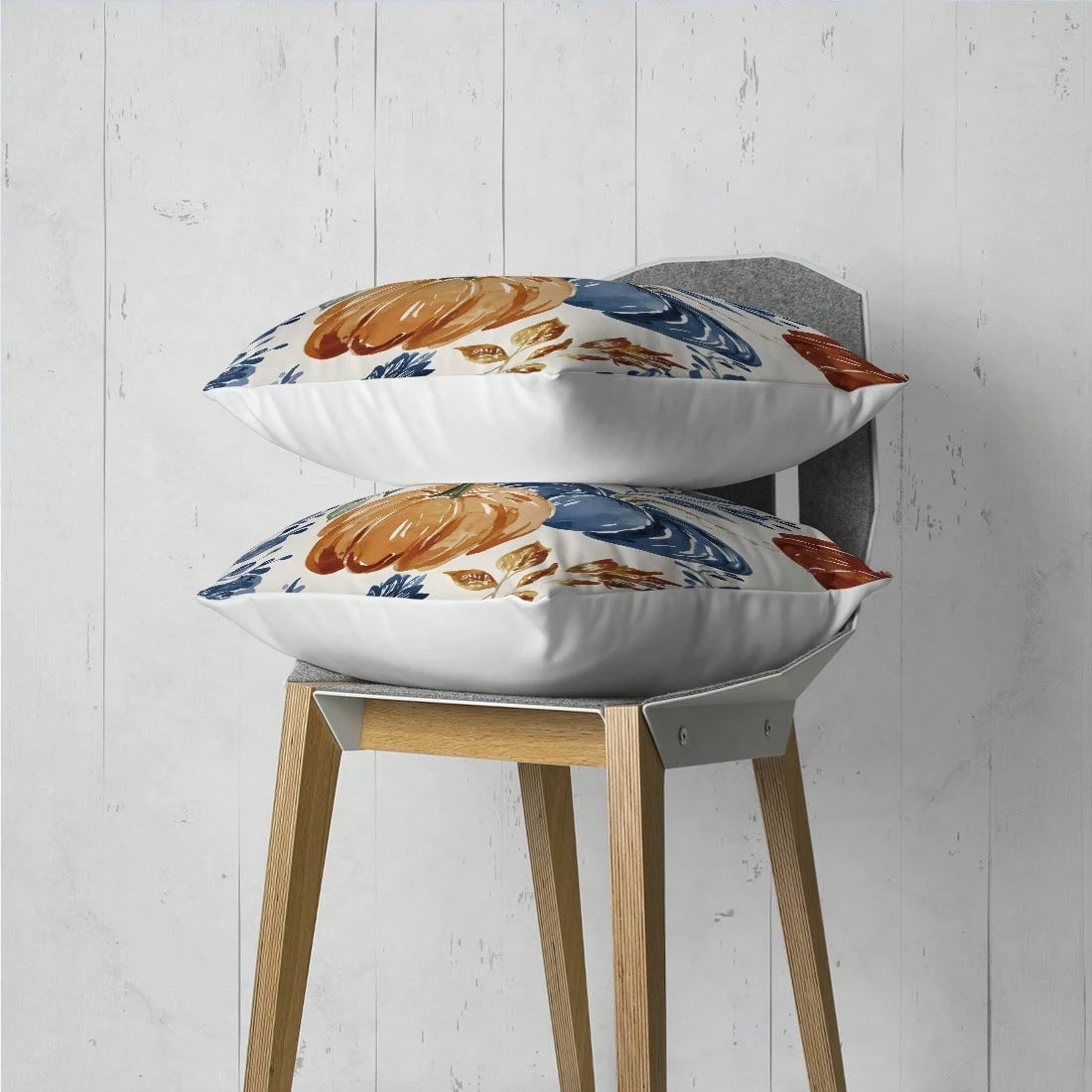 2pcs Watercolor Pumpkin Print Polyester Pillow Covers [No Pillow Insert], 17.7*17.7in(45*45cm)/19.69*19.69in(50*50cm)/15.75*15.75in(40*40cm), [Single-Sided Printing] Autumn Decorative Throw Pillow Cov