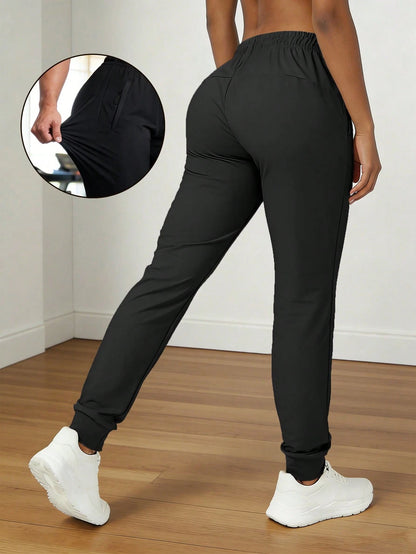 2Pcs Women Jogger Pants, Lightweight Quick Dry, Elastic Drawstring Waist & Zip Pockets, Loose Soft For Daily, Workout, Running & Outdoor