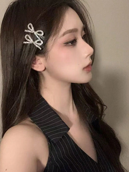 2pcs Women's Fashion Hair Clips: One Metal Crocodile Hair Clip With Rhinestone Decoration, Suitable For Wearing On Forehead Or Side; Can Be Used For Festivals, Parties, Holidays, Daily Wear, And Bohem