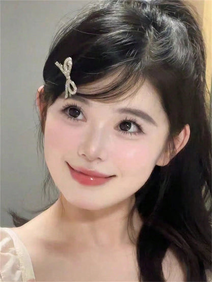 2pcs Women's Fashion Hair Clips: One Metal Crocodile Hair Clip With Rhinestone Decoration, Suitable For Wearing On Forehead Or Side; Can Be Used For Festivals, Parties, Holidays, Daily Wear, And Bohem