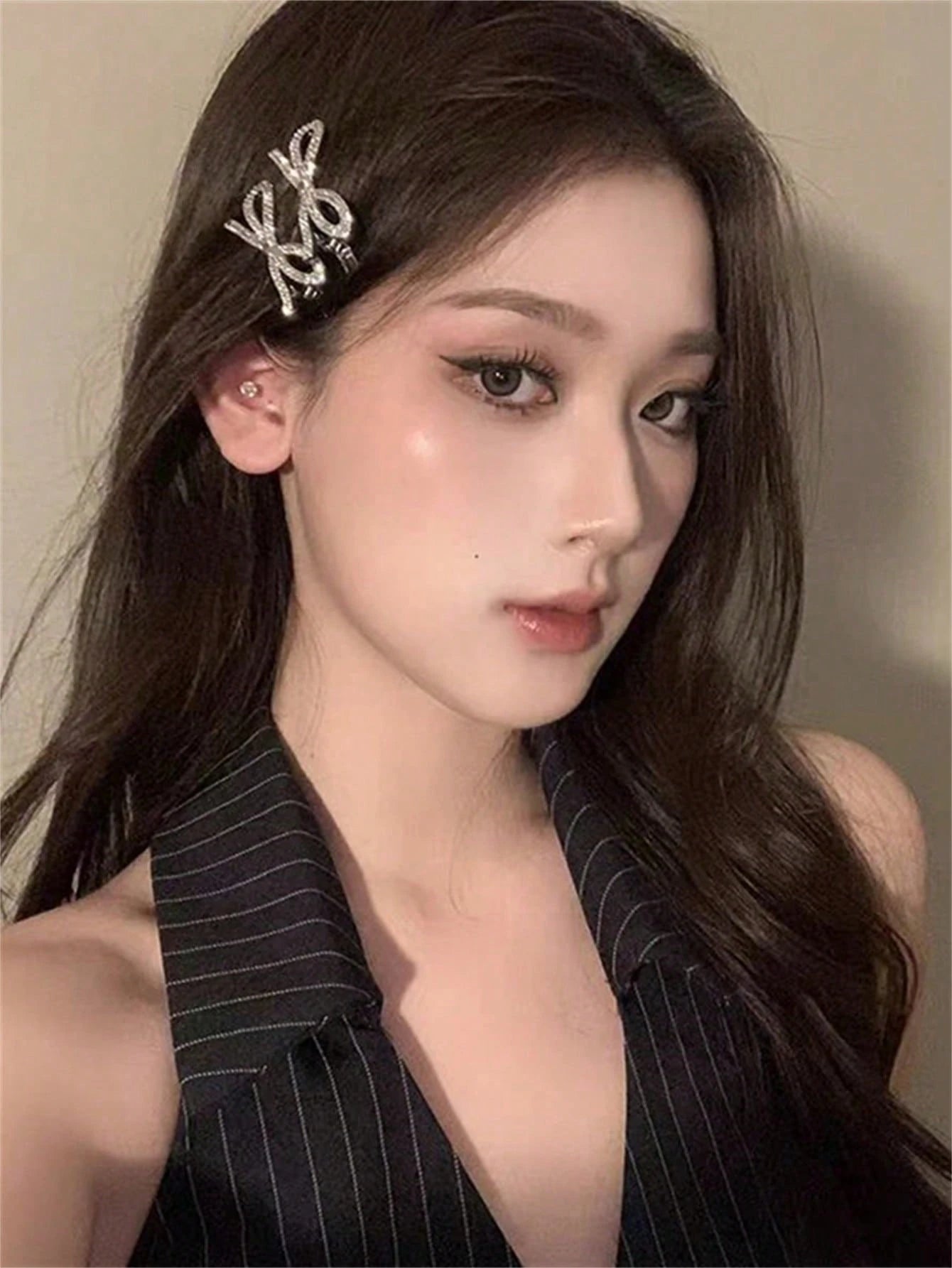 2pcs Women's Fashion Hair Clips: One Metal Crocodile Hair Clip With Rhinestone Decoration, Suitable For Wearing On Forehead Or Side; Can Be Used For Festivals, Parties, Holidays, Daily Wear, And Bohem