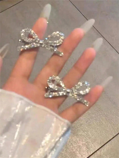 2pcs Women's Fashion Hair Clips: One Metal Crocodile Hair Clip With Rhinestone Decoration, Suitable For Wearing On Forehead Or Side; Can Be Used For Festivals, Parties, Holidays, Daily Wear, And Bohem