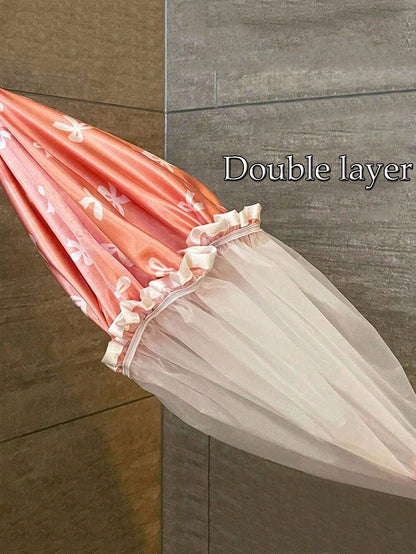 3/2/1Pc Waterproof Double-Layer Bow Shower Cap, Elastic Shower Cap, Adult Kitchen Oil-Proof Cap, Bathroom Hair Drying Cap, Elastic And Adjustable, Suitable For Face Washing, Drying Hair, Makeup, Cooki