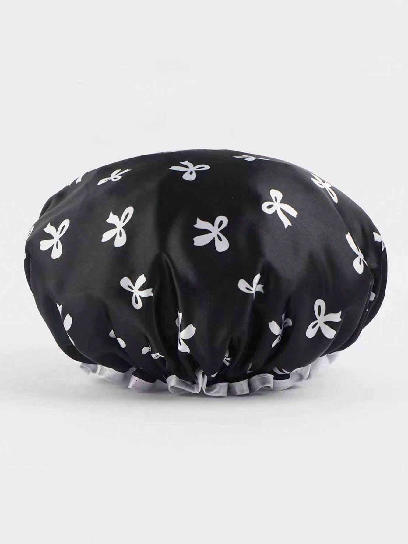 3/2/1Pc Waterproof Double-Layer Bow Shower Cap, Elastic Shower Cap, Adult Kitchen Oil-Proof Cap, Bathroom Hair Drying Cap, Elastic And Adjustable, Suitable For Face Washing, Drying Hair, Makeup, Cooki