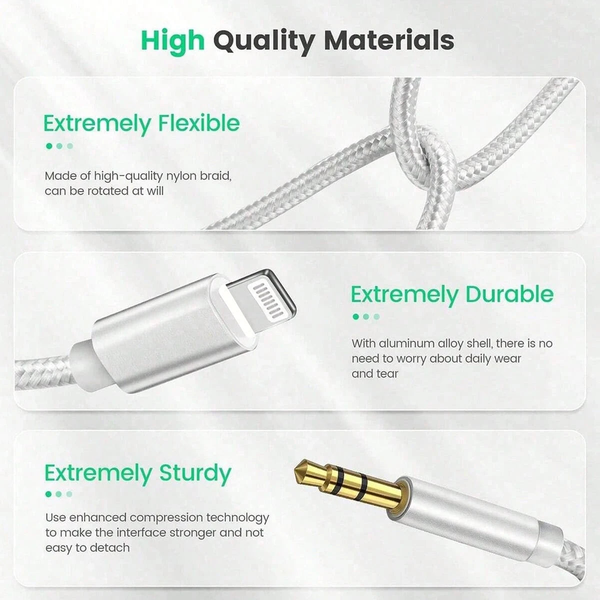 3.3FT/100cm Black/Silver AUX Cable, USB-C/Lightning To 3.5mm Audio Cable, Compatible With IPhone 14 13 12 11 Pro Max Plus, Conversion Adapter Headphone Extension Cord