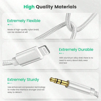 3.3FT/100cm Black/Silver AUX Cable, USB-C/Lightning To 3.5mm Audio Cable, Compatible With IPhone 14 13 12 11 Pro Max Plus, Conversion Adapter Headphone Extension Cord