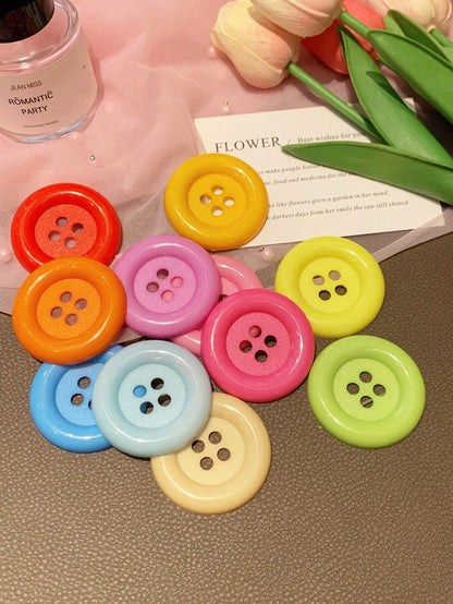 3.4cm/4.8cm/6.3cm Large Handmade Toy Diy Decorative Button Random Color Shipping, DIY Clothing Decoration, Jute Ribbon Rope Cord DIY Wedding Jute Twine Crafts Gift Party Decor