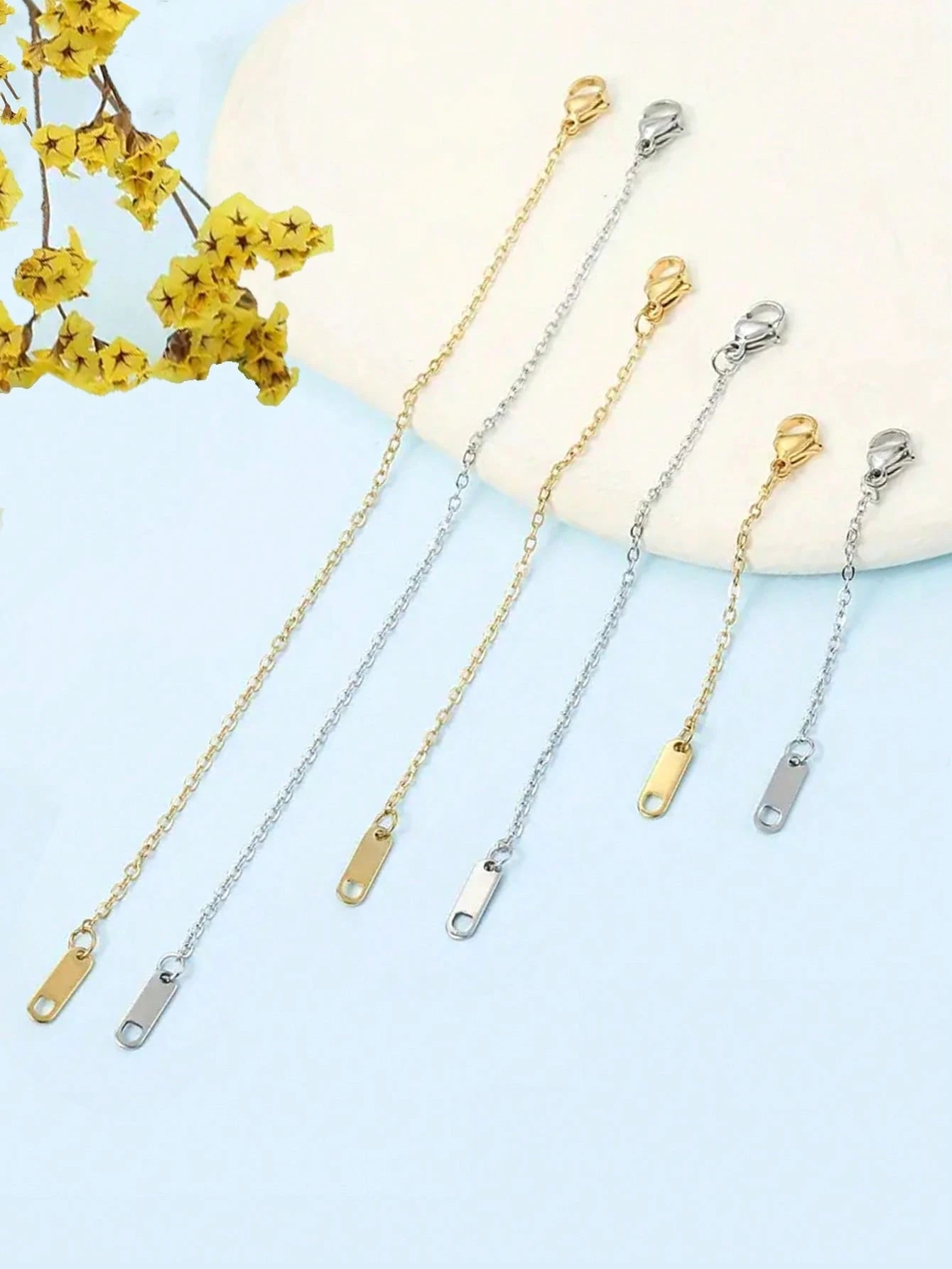3/6/12pcs Necklace Extender Chain, Stainless Steel Necklace Extender Chain, 6/10/15cm-3/5/7.5/10/12.5/15cm Delicate Necklace Extender Chain Set, Suitable For Women Jewelry Making