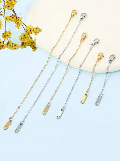 3/6/12pcs Necklace Extender Chain, Stainless Steel Necklace Extender Chain, 6/10/15cm-3/5/7.5/10/12.5/15cm Delicate Necklace Extender Chain Set, Suitable For Women Jewelry Making