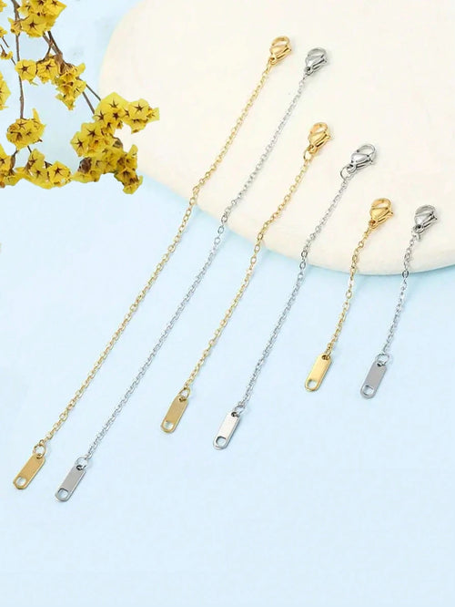 3/6/12pcs Necklace Extender Chain, Stainless Steel Necklace Extender Chain, 6/10/15cm-3/5/7.5/10/12.5/15cm Delicate Necklace Extender Chain Set, Suitable For Women Jewelry Making