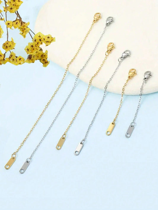 3/6/12pcs Necklace Extender Chain, Stainless Steel Necklace Extender Chain, 6/10/15cm-3/5/7.5/10/12.5/15cm Delicate Necklace Extender Chain Set, Suitable For Women Jewelry Making