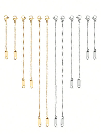 3/6/12pcs Necklace Extender Chain, Stainless Steel Necklace Extender Chain, 6/10/15cm-3/5/7.5/10/12.5/15cm Delicate Necklace Extender Chain Set, Suitable For Women Jewelry Making
