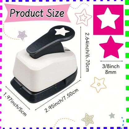 3/8 Inch 8mm Star Shaped Hole Punch Cutter, Suitable For Paper Crafts, Card Making, Scrapbooking, Journals, Portable, Ideal For Students