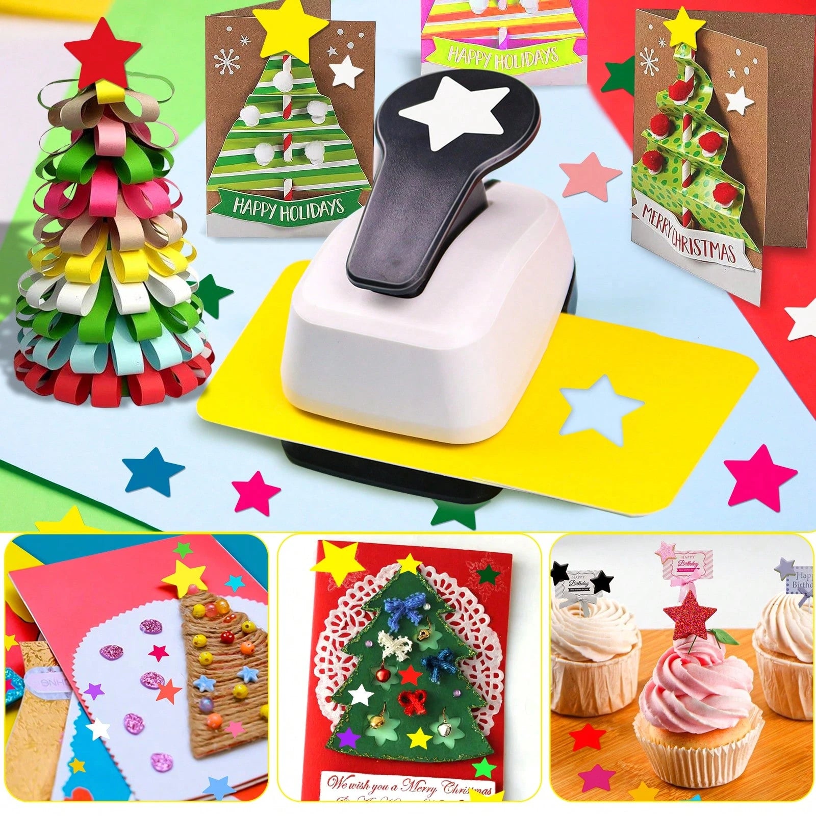 3/8 Inch 8mm Star Shaped Hole Punch Cutter, Suitable For Paper Crafts, Card Making, Scrapbooking, Journals, Portable, Ideal For Students