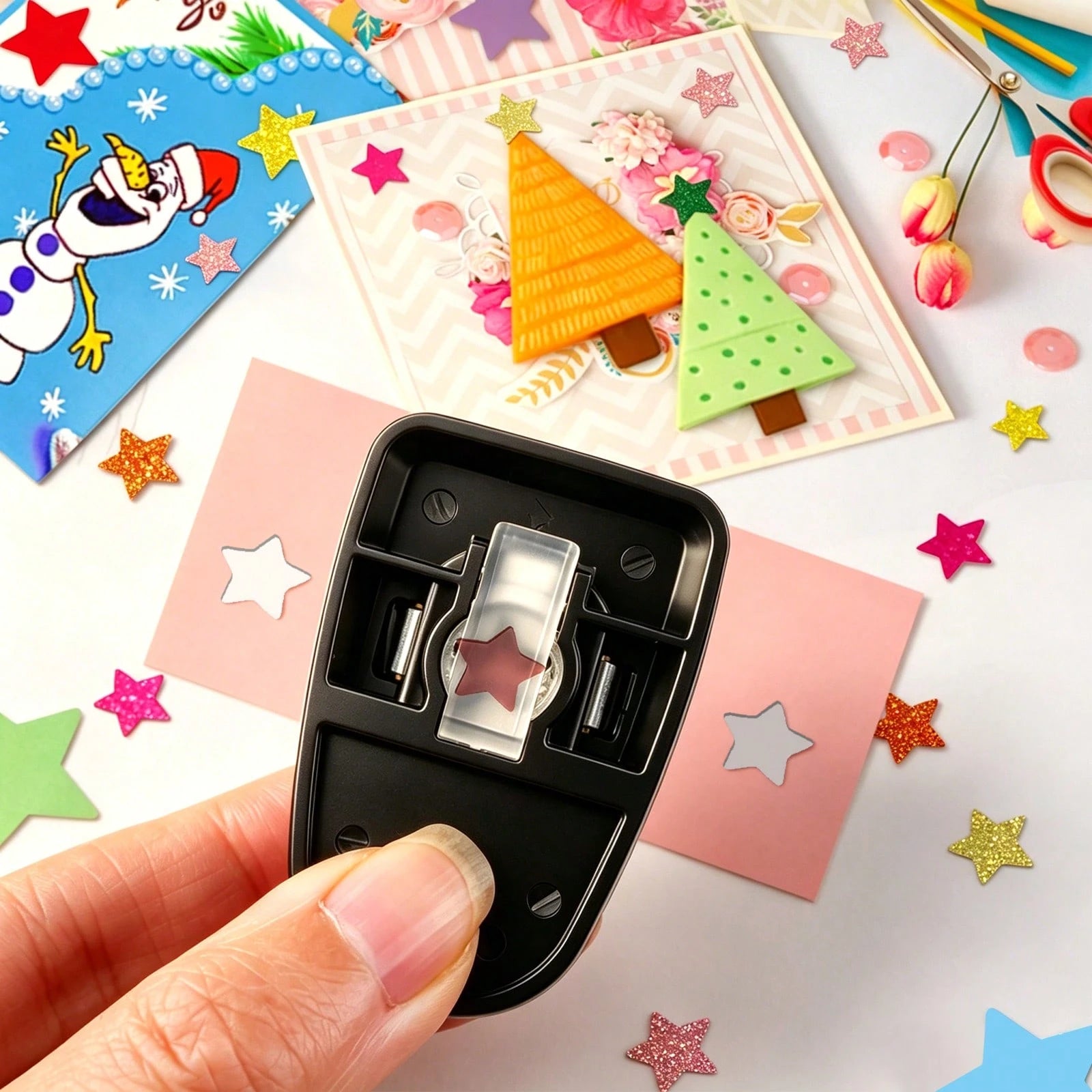 3/8 Inch 8mm Star Shaped Hole Punch Cutter, Suitable For Paper Crafts, Card Making, Scrapbooking, Journals, Portable, Ideal For Students