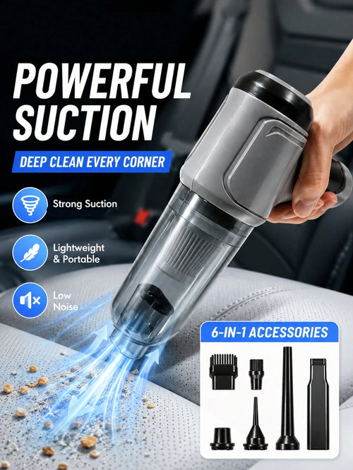 3-In-1 Car Vacuum Cleaner Powerful Suction Portable Handheld Cordless Vacuum Cleaner Suitable For Dry And Wet Use (2400mAh)