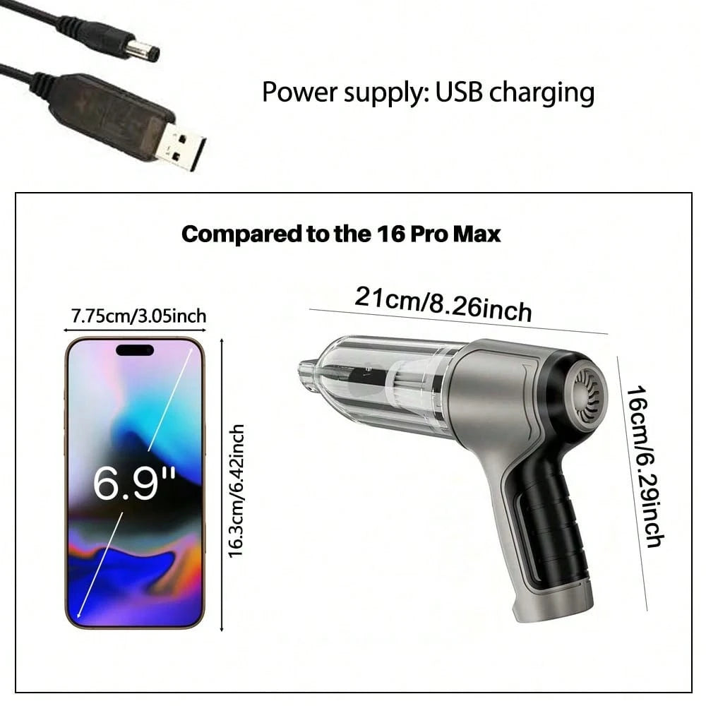 3-In-1 Car Vacuum Cleaner Powerful Suction Portable Handheld Cordless Vacuum Cleaner Suitable For Dry And Wet Use (2400mAh)