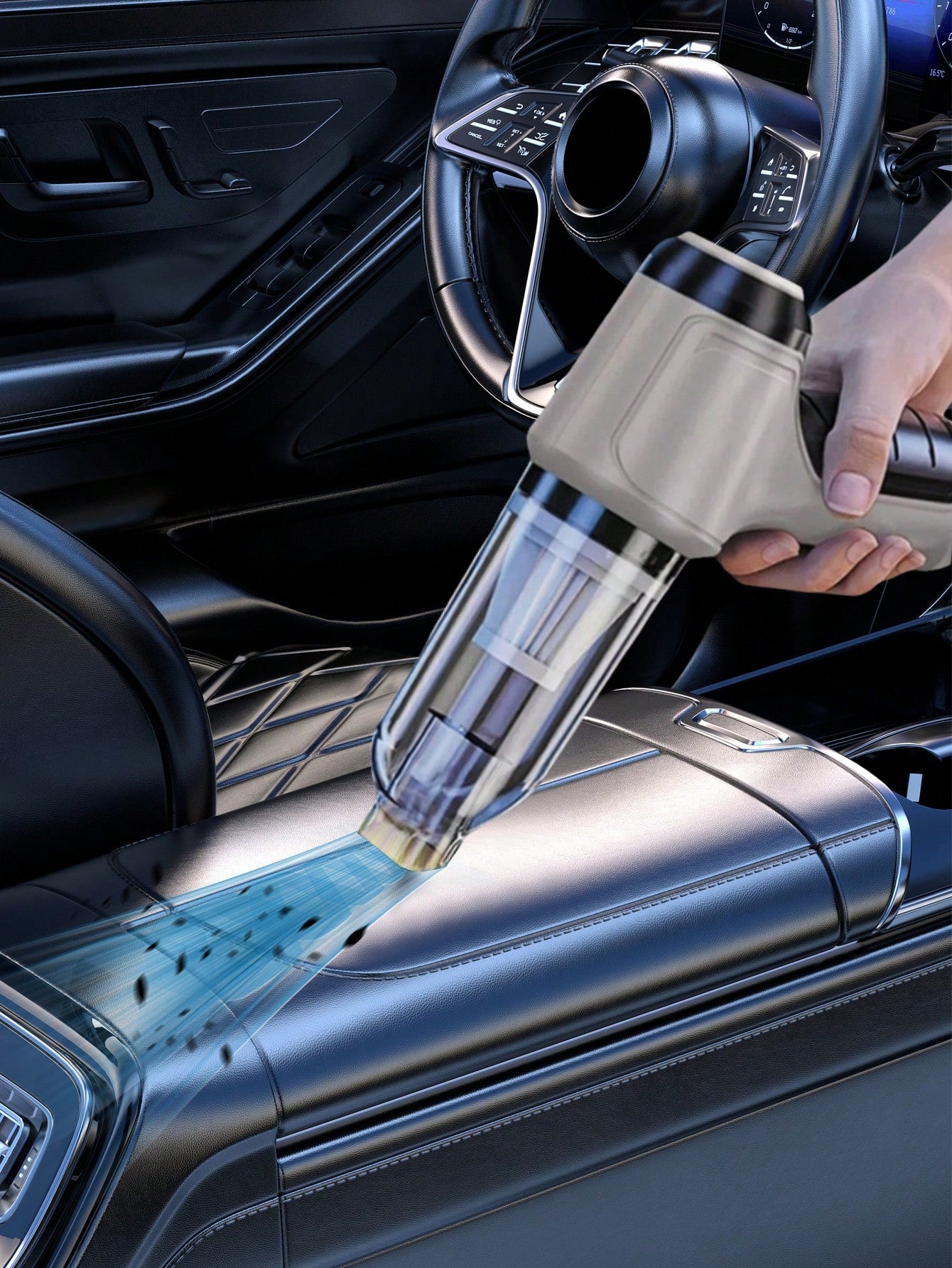 3-In-1 Car Vacuum Cleaner Powerful Suction Portable Handheld Cordless Vacuum Cleaner Suitable For Dry And Wet Use (2400mAh)