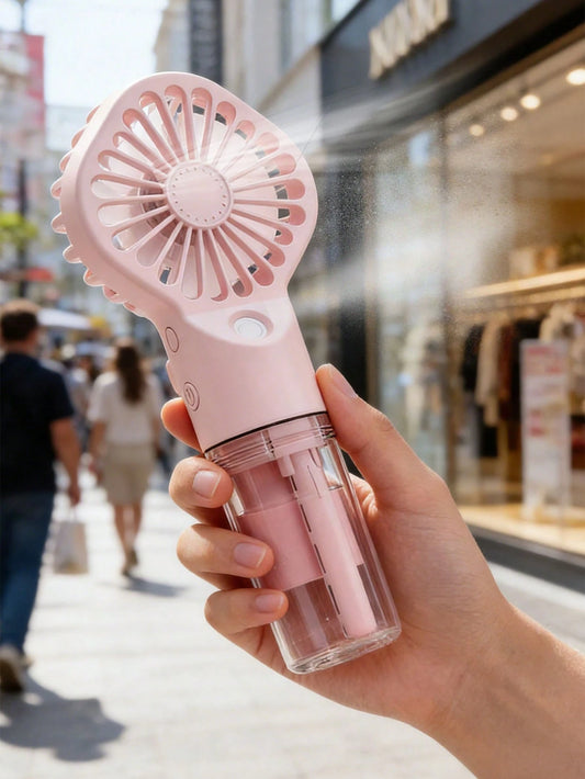 3-In-1 Portable Mist Fan, Handheld/Neck/Desktop Mist Fan With Transparent Water Tank, USB Rechargeable Summer Travel And Daily Use Cooling Fan, (IMR18650-800mAh 3.7V-800mAh 2.96Wh) Please Fully Charge
