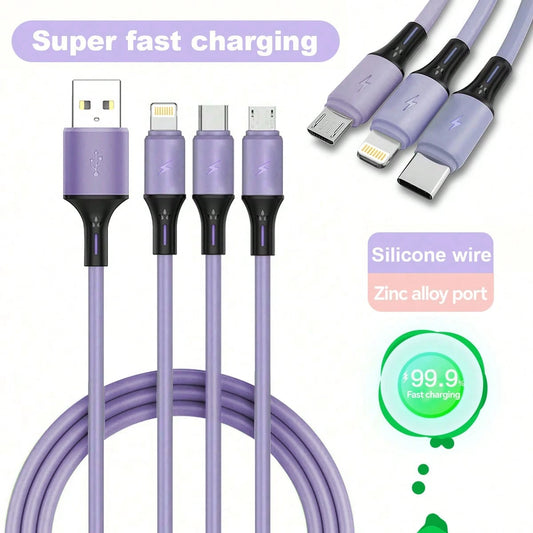3-In-1 Usb-C Charging Cable (Apple MFi Certification), USB-C Android Compatible With Iphone 14/13/12/11/S24/S23/S22/S21, Universal Efficient Charging Adapter-Data Transmission Is Not Supported